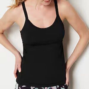 J. Jill Fit Performance Shelf-Bra Tank Black Size Large